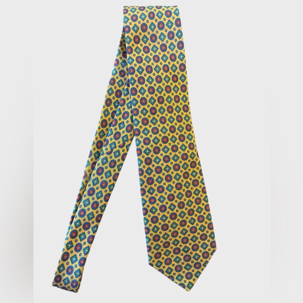 Atkinsons Irish Poplin Silk Merino Wool Tie Geometric Made in UK